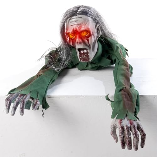 yosager Halloween Scary Yard Decorations, Electric Crawling Ghost Long Hair Horror Voice Skeleton, Creeping Prop for Theme Park, Bar Haunted House Props Horror Layout Party Decor