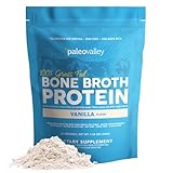 Paleovalley 100% Grass Fed Beef Bone Broth Protein Powder - Rich in Collagen Peptides for Hair, Skin, Gut Health, Bone and Joint Support - 15g Protein Per Serving - No Gluten or GMOs - Vanilla