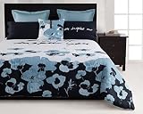 Elegant Linens Premium 100% Cotton Blue Poppy Flowers 3 Piece Duvet Set (King)