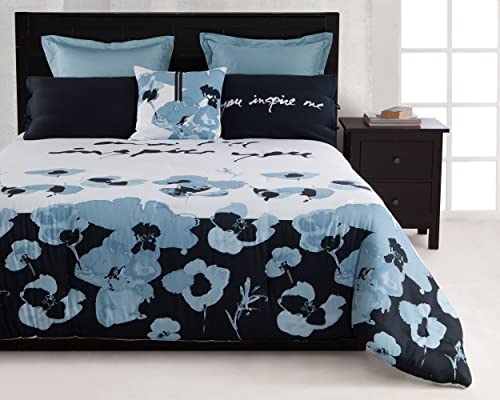 Elegant Linens Premium 100% Cotton Blue Poppy Flowers 3 Piece Duvet Set (King) #TOP5