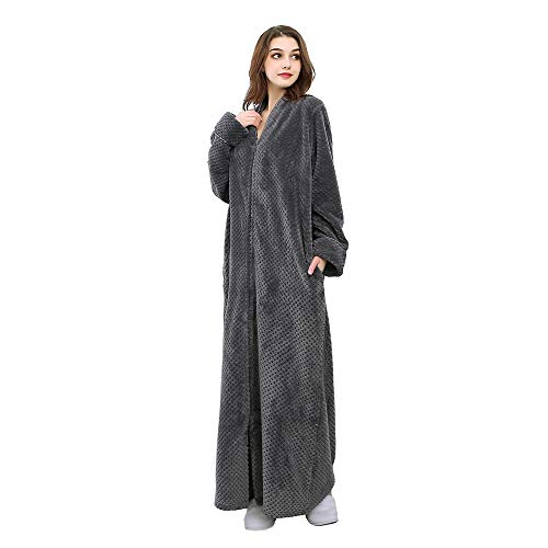 Womens Fleece Warm Robe Cozy Fluffy Long Bathrobe Plush Night Dressing Robes XL