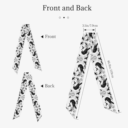 Black Crow Birds Prints Women's headscarf satin hair scarf clothing accessories2