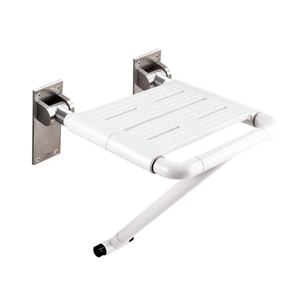 Asiento de Ducha Plegable con Patas de Acero Inoxidable for Personas Mayores, discapacitadas y Embarazadas. Taburete de baño de Pared con Banco de Nailon. Carga máxima de 200 kg.(White)