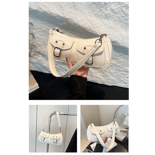 Image of Vintage Buckle Punk Purse for Women, Retro Y2K Shoulder Bag, Mini Hobo Clutch Aesthetic Purse for Travel Shopping
