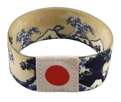 Pulsera elástica reversible con arte japonés Hokusai 7.1" miniatura 1