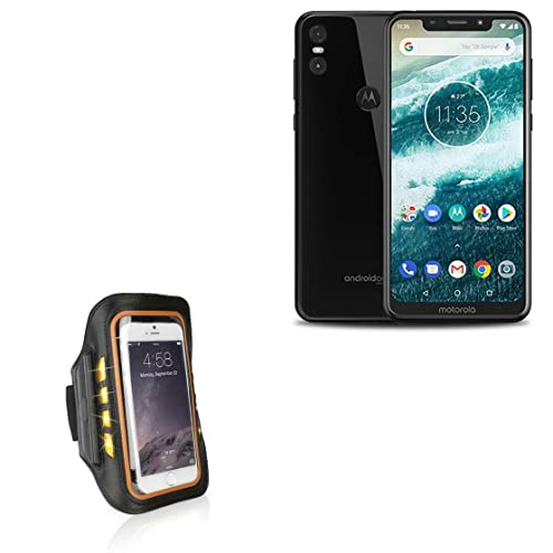 BoxWave Case for Motorola One (P30 Play) (Case JogBrite Sports Armband, High Visibility Safety Light LED Runners Armband for Motorola One (P30 Play) - Bold Orange
