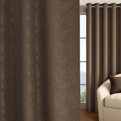 Image of Wakefit Jacquard Room Darkening Curtain | Light Blocking Upto 70% | (7 x 3.9 ft) | Door Curtain | Set of 2 | Reduces Noise | Machine Washable | Smash |Stripe Light Brown