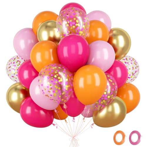 Fairymaiden Ballon Rose Doré- 60 Pièces Orange Doré Rose Ballons Avec Confettis Helium Ballons,...