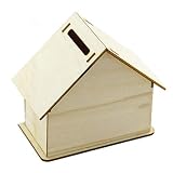 FWQW Tirelire Bricolage en Bois Blanc billette Banque Enfants Fait à la Main Maison coloriage Tirelire Maison Table décor
