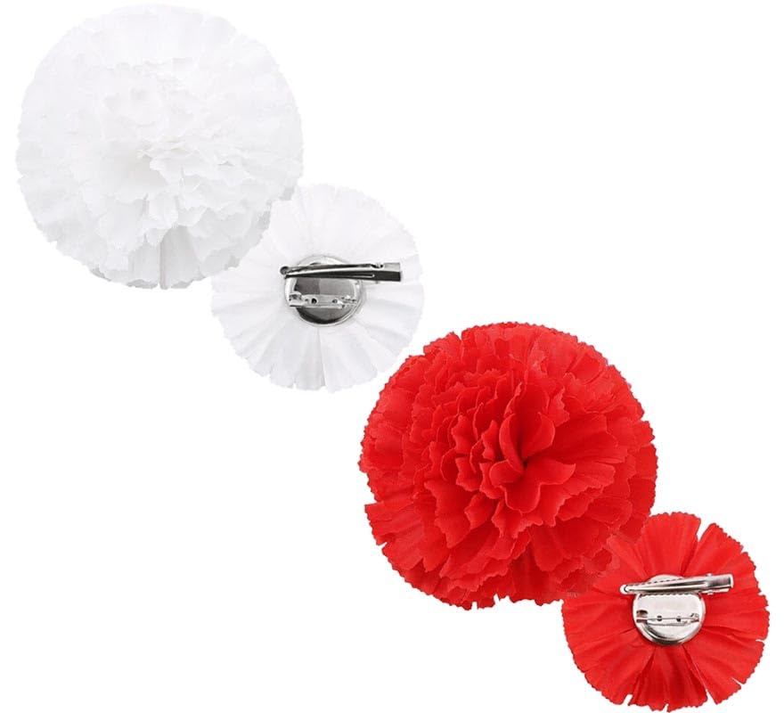 ZZ DISFRAZZES | Clavel de Sevillana o Chulapa de 8 cm con Pinza (Blanco)