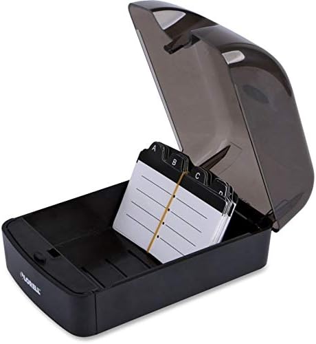Lorell Desktop Card File, 350 Card Capacity, Black Clear