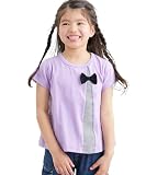 [ニッセン] Tシャツ・カットソー リボン付き切替デザイン半袖Tシャツ（女の子） ラベンダー 150