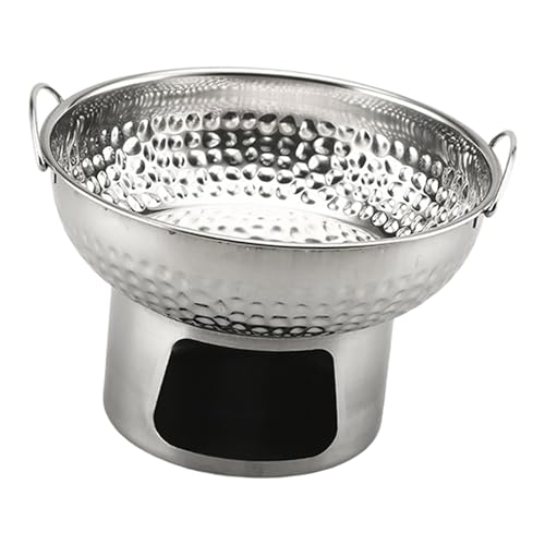 LeeQinersw Small Hotpot Thai Tom Yum Hot Pot Stainless Steel Pot Beef Brisket Steamboat Pot Hammered Texture Suitable for Home Apartment Camping Travel Outdoor P, Silvery