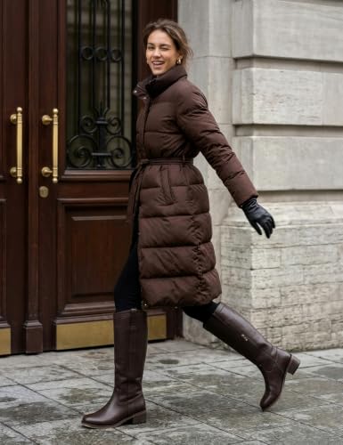 Image of QIY Knee High Boots for Women Low Heel Flat Tall Boots