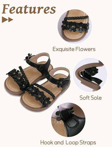 SEAUR Toddler Sandals Girls Open Toe Cute Sandals Little Kids Flower Summer Dress Shoes Comfortable Non Slip Flats2