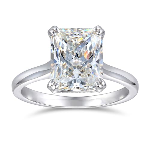4ct Moissanite Rings 4 Carat Radiant Cut Solitaire Moissanite rings Moissanite Engagement Ring