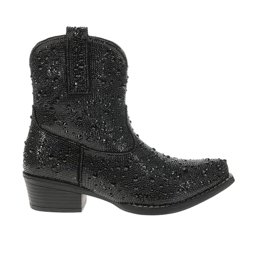ROPER Womens Shay Jewells Rhinestone Snip Toe Pull On Casual Boots Ankle Low Heel 1-2