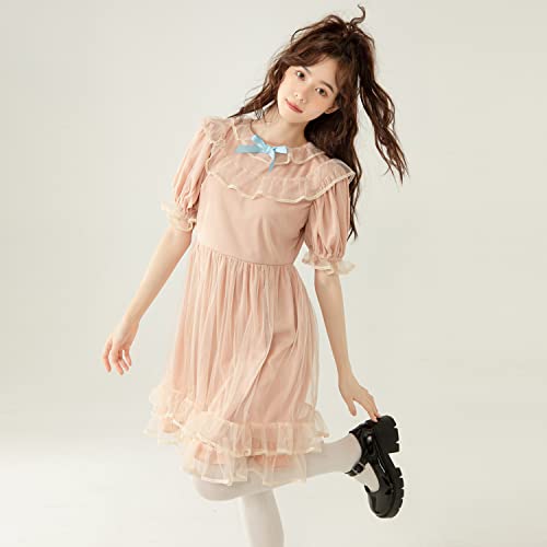 Summer Japanese Lolita Lace Dress Teen Girls Soft Cute Ruffles A-Line Princess Party Dresses4