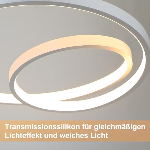 ZMH Pendelleuchte Esstisch Hängelampe LED: 40CM Weiß Hängend Lampe Dimmbar Hängeleuchte Design Esszimmerlampe Modern Esstischlampe mit Fernbedienung Pendellampe für Wohnzimmer Schlafzimmer Küche