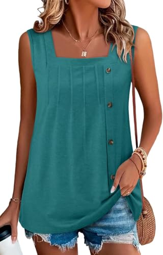 KISSMODA Womens Boho Tops for Summer Sleeveless Tanks Loose Fit Casual Blouse Daily Shirts for Leggings (S-3XL)