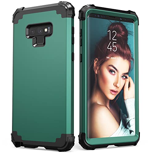 IDweel for Galaxy Note 9 Case, 3 in 1 Shockproof Slim Hybrid Heavy Duty Protection Hard PC Cover Soft Silicone Rugged Bumper Full Body Case,Graphite Green