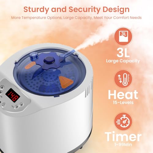 Image of Sauna Steamer Machine, 3L Portable Sauna Steamer, 1200W Steam Generator for Sauna, Home Sauna Steamer Pot with 15 Heating Levels, Remote Control, Timer, Steam Cup, Sauna Heater Sauna Accessories