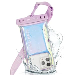Case-Mate Soap Bubble IP68 Waterproof Phone Pouch – Floating Waterproof Phone Case w/Crossbody Lanyard – Cruise Ship Travel Essentials – Compatible w/All Devices – Touchscreen Friendly – Iridescent
