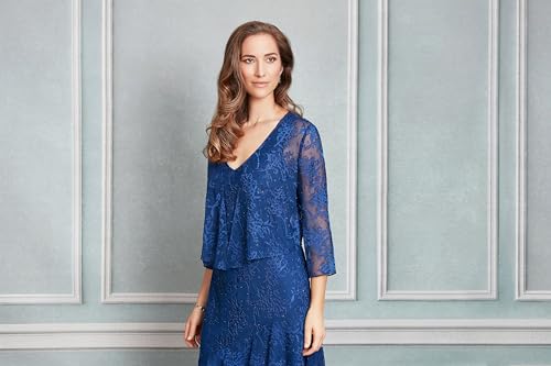 Alex Evenings Women's Sleeveless Printed Chiffon Midi Spring/Summer Mother of The Bride Dress with Jacket & High-Low Hemline2