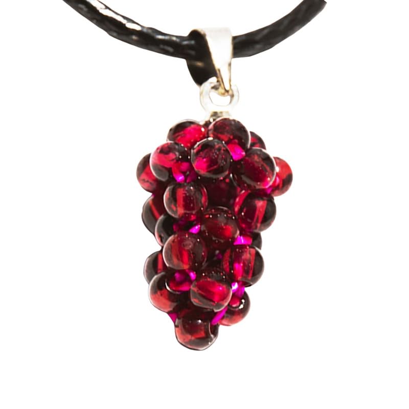 Crystal Garnet Grape Pendant on Hand-Woven Leather Rope Necklace-image-14