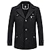 KUDORO Herren Wintermantel Wolle Kurzmantel Herren Wollmantel Mittellang Peacoat Herren Casual Slim Fit für Business Freizeit(Schwarz2,L)