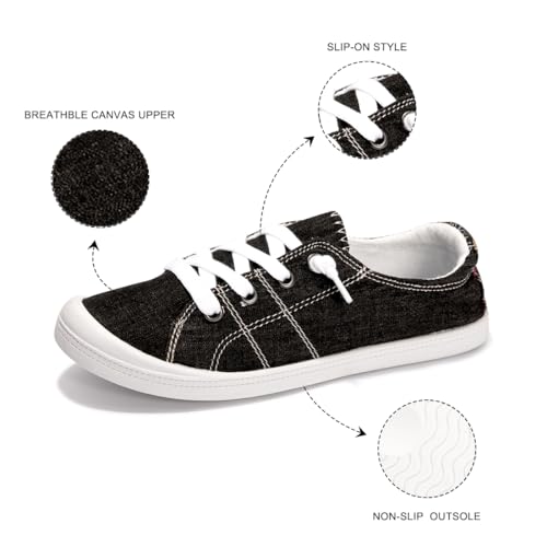 Image of Womens Slip On Shoes, Canvas Low Top Sneakers, Casual Classic Flat Shoes | Comfort Fashion Sneaker with Non Slip Rubber Outsole, Lightweight Tennis Shoes for Walking, Shopping, Picnic, Travel