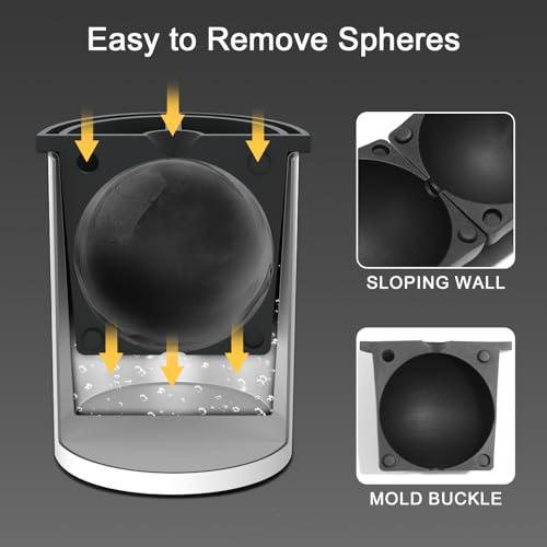 Image of Clear Ice Cube Maker, 2.5 Inch Stainless Steel Crystal Large Clear Ice Ball Maker, Silicone Ice Cube Mold for Cocktails, Drinks & Bourbon, Whiskey Gifts for Men (2 Pcs)