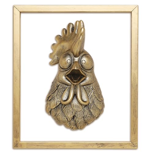 Décoration murale tête d'animal en résine dorée Newinhome avec cadre en métal