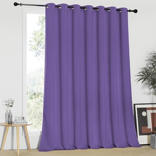 NICETOWN Blackout Patio Curtains 100 x 95 Inches Long for Sliding Door Extral Wide Blackout Curtain Panels Thermal Insulated Room Divider - Grommet Top, 100" W x 95" L, 1 Panel, Lilac Purple