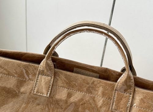Image of Caistre Women's PVC Tote Handbags Shoulder Bag Winter Fall Fashion Kraft Paper Tote Bag Y2K Large Shopping Bag