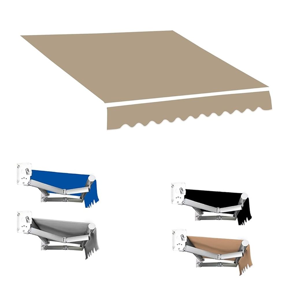 GJZQDKX Waterproof Retractable Awning Fabric Replacement 5m x 2.5m Durable Khaki Outdoor Canopy for Patios and Awnings WeatherResistant UV Protection