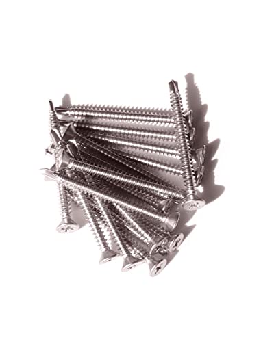 Image of IMScrews #8 x 2 Inch Self Drilling Screws 410 Stainless Steel Flat Head Phillips Drive Full Thread Sheet Metal Tek Screws for Wood to Metal 100 Pack