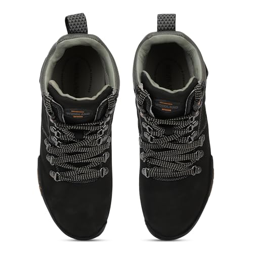 Image of Woodland Black Nubuk Oily Polished Mens Boot - Premium Stylish Trendy Fashion Footwear, Comfortable & Durable Design, Perfect for Daily Wear, Casual Outings, Office, Lightweight Shoes