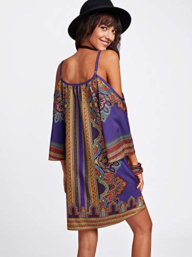Image of Milumia Women's Vintage Print Kimono Sleeve Geometric Tunic Boho Dress