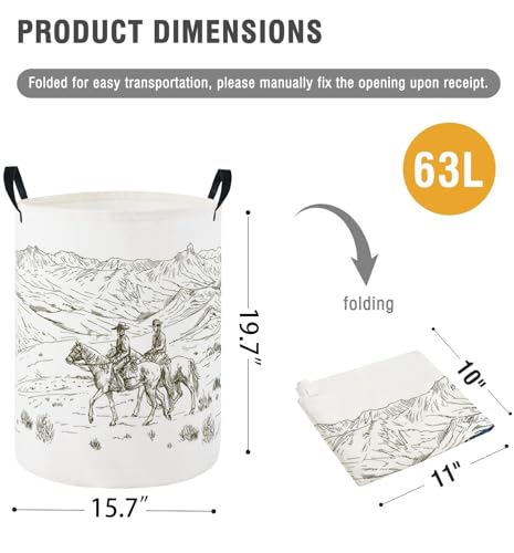 Image of Baby Laundry Hamper Basket Baby Hamper for Nursery Boy and Girl Cute Storage Bin Organizer Boho Room Decor(Cowboy)
