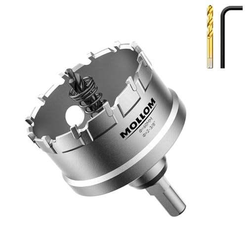 Mollom 2-3/8" (60mm) Heavy Duty Carbide Hole Saw with 2 Pilot Bits