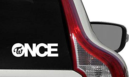 Twice Once Text TW Logo Car Die Cut Vinyl Decal Bumper Sticker for Car Truck Auto Windshield Wall Window Ipad Tablet MacBook Laptop Computer Home Custom and More (White)