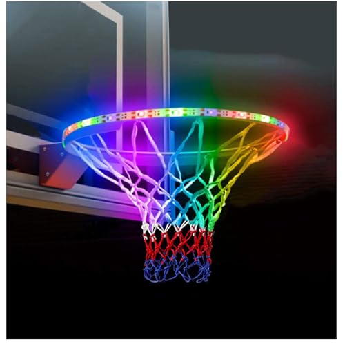 SCOTEEP LED Basketball Hoop Lights, Updated Design18ft LED Basketball Rim Light Waterproof 8 Modes Multicolor for Playing at Night Outdoors