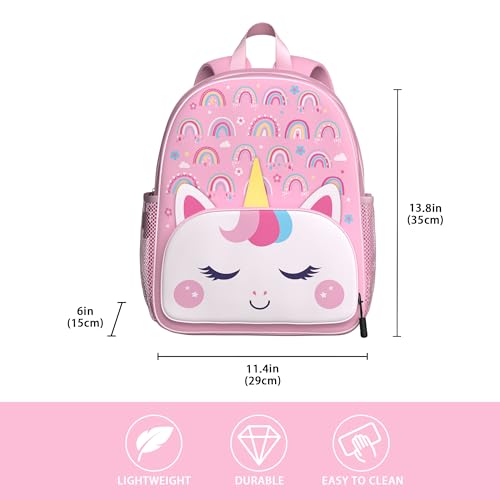 Image of Unicorn Toddler Backpack for Little Kids Water Resistance Kindergarten Preschool Bags Children Schoolbag Cute 3D Animal Cartoon Backpacks Gifts for Baby Boys Girls