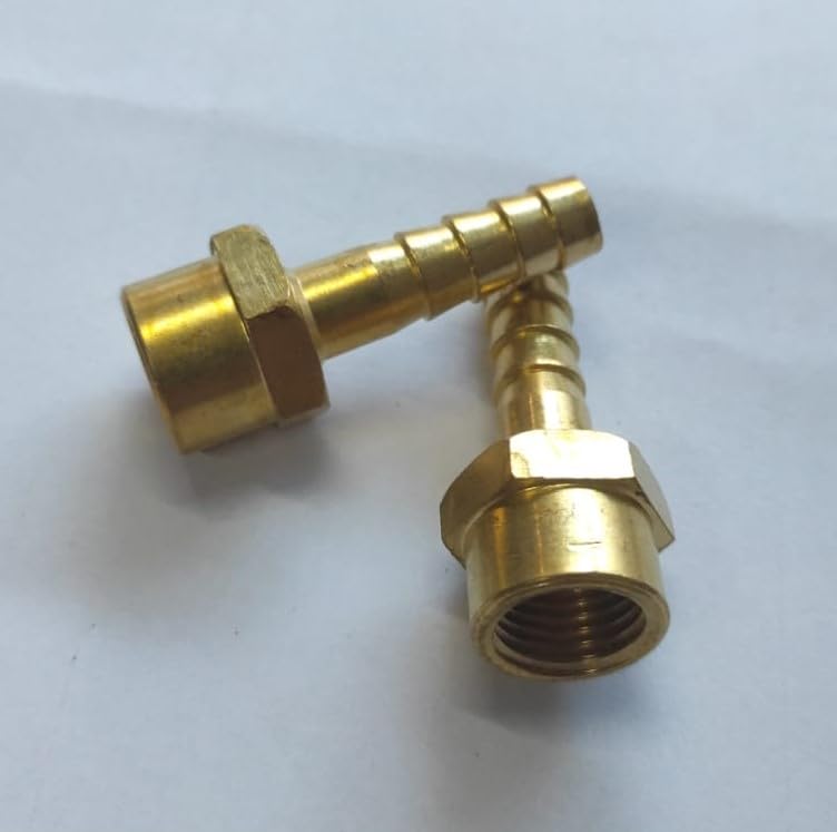 Brass Connector Female BSP 1/4 x 5/16 (8 mm) Hose Pipe Brass Hose Nipple Hose Fitting And Air Pip Adapter Pneumatic Connector Hose Tai Reducer Plug Connecto Gas/Pond/Pool/Hos Pipe Adapter(2PC)-image-5
