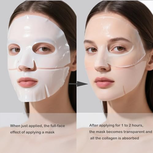 5 Pack Deep Collagen Face Mask, Bio-Collagen Korean Overnight Hydrogel Mask, Anti Wrinkle Firming Lifting Korean Collagen Films for Improve Skin Elasticity, Firming And Moisturizing - Image 3