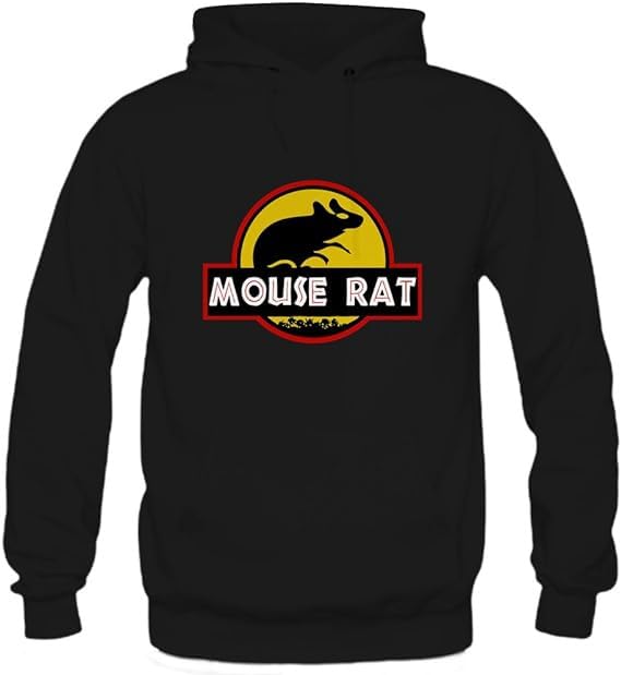 Mouse Rat Print On Black Pullover Hoodie