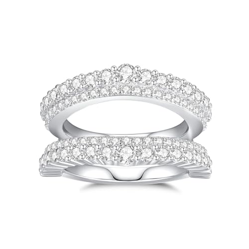 Moissanite Rings, Enhancer Guard Engagement Rings for Women, 2 Ro...