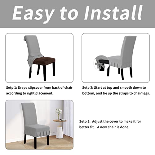 Easy-Going Dining Chair Covers Stretch Parsons Chair Slipcover With Skirt Chair Covers For Dining Room Restaurant Banquet thumb #5
