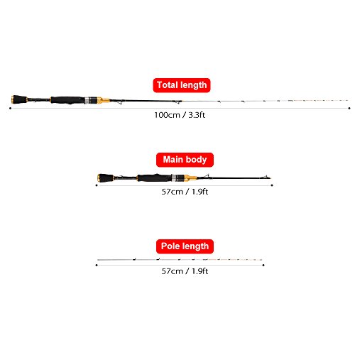 Cana de pesca, Andoer 1M 2 Seções Leve Barco de Jangada Vara De Pesca Ponta De Titânio Vara De Pesca